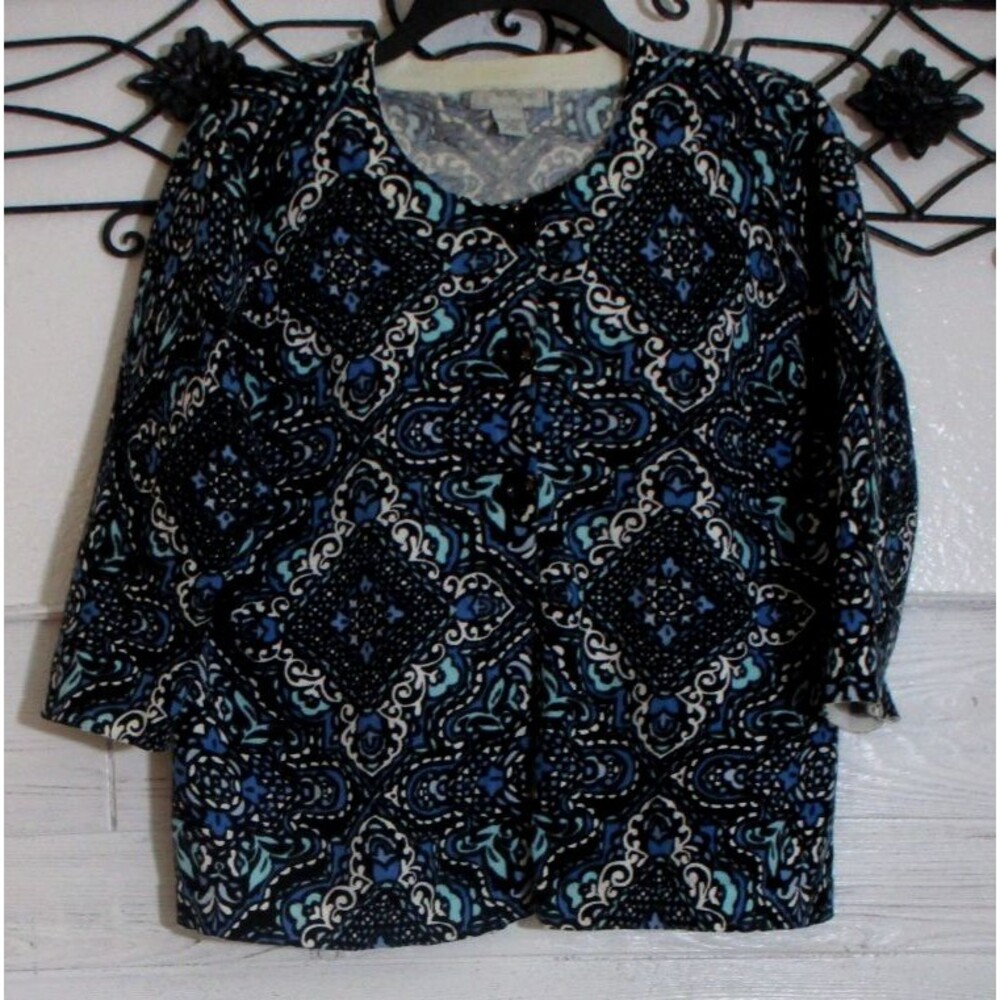 Mercer Street Women's Cardigan Size L Long Sleeve Multicolored Round Neck